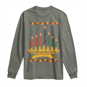 7 Principles Of Kwanzaa Long Sleeve Shirt Festival Of Lights African Heritage Gift TS12 Military Green Print Your Wear