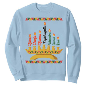 7 Principles Of Kwanzaa Sweatshirt Festival Of Lights African Heritage Gift TS12 Light Blue Print Your Wear
