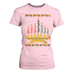 7 Principles Of Kwanzaa T Shirt For Women Festival Of Lights African Heritage Gift TS12 Light Pink Print Your Wear