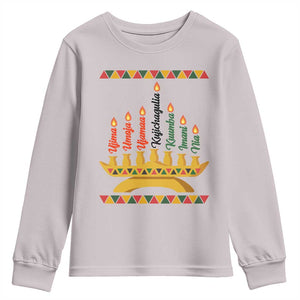 7 Principles Of Kwanzaa Youth Sweatshirt Festival Of Lights African Heritage Gift TS12 Ice Gray Print Your Wear