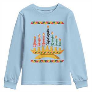 7 Principles Of Kwanzaa Youth Sweatshirt Festival Of Lights African Heritage Gift TS12 Light Blue Print Your Wear
