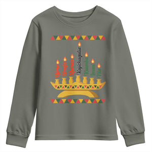 7 Principles Of Kwanzaa Youth Sweatshirt Festival Of Lights African Heritage Gift TS12 Military Green Print Your Wear