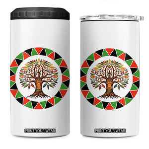 Kwanzaa Tree Of Life 4 in 1 Can Cooler Tumbler African American Holiday Gift - Print Your Wear