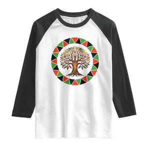 Kwanzaa Tree Of Life Raglan Shirt African American Holiday Gift TS12 White Black Print Your Wear