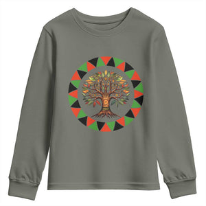 Kwanzaa Tree Of Life Youth Sweatshirt African American Holiday Gift TS12 Military Green Print Your Wear