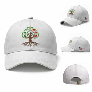 Seven Candles Of Kwanzaa Tree Of Life Baseball Cap African Heritage Gift TS12 Baseball Cap Universal Fit White Print Your Wear