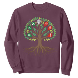 Seven Candles Of Kwanzaa Tree Of Life Sweatshirt African Heritage Gift TS12 Maroon Print Your Wear
