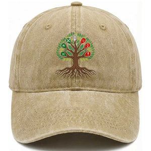 Seven Candles Of Kwanzaa Tree Of Life Washed Cotton Baseball Cap African Heritage Gift TS12 Print Your Wear