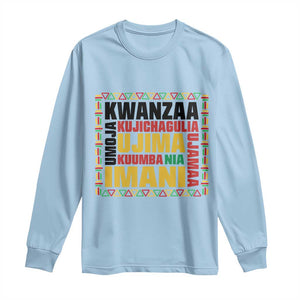 Nguzo Saba Seven Principles Long Sleeve Shirt African Heritage Celebration Gift TS12 Light Blue Print Your Wear