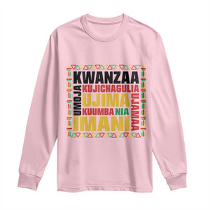 Nguzo Saba Seven Principles Long Sleeve Shirt African Heritage Celebration Gift TS12 Light Pink Print Your Wear