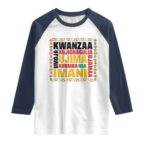 Nguzo Saba Seven Principles Raglan Shirt African Heritage Celebration Gift TS12 White Navy Print Your Wear
