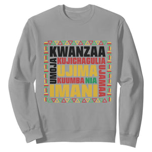 Nguzo Saba Seven Principles Sweatshirt African Heritage Celebration Gift TS12 Sport Gray Print Your Wear