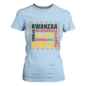 Nguzo Saba Seven Principles T Shirt For Women African Heritage Celebration Gift TS12 Light Blue Print Your Wear