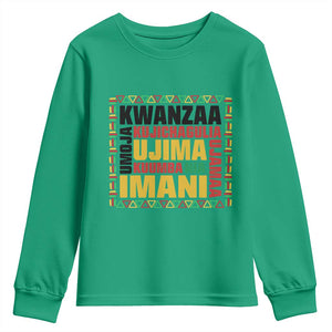 Nguzo Saba Seven Principles Youth Sweatshirt African Heritage Celebration Gift TS12 Irish Green Print Your Wear