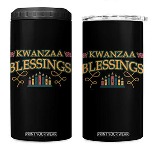 Kwanzaa Blessings 4 in 1 Can Cooler Tumbler African Heritage Celebration Gift TS12 One Size: 16 oz Black Print Your Wear