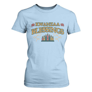Kwanzaa Blessings T Shirt For Women African Heritage Celebration Gift TS12 Light Blue Print Your Wear