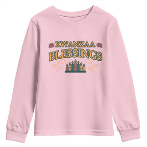Kwanzaa Blessings Youth Sweatshirt African Heritage Celebration Gift TS12 Light Pink Print Your Wear