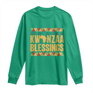 Kwanzaa Blessings Long Sleeve Shirt Kinara Light African Heritage Gift TS12 Irish Green Print Your Wear