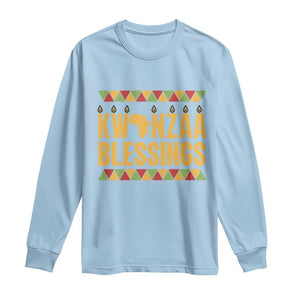 Kwanzaa Blessings Long Sleeve Shirt Kinara Light African Heritage Gift TS12 Light Blue Print Your Wear
