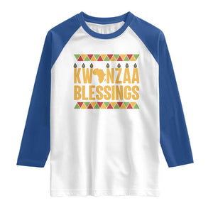 Kwanzaa Blessings Raglan Shirt Kinara Light African Heritage Gift TS12 White Royal Print Your Wear