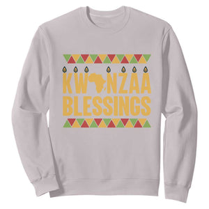 Kwanzaa Blessings Sweatshirt Kinara Light African Heritage Gift TS12 Ice Gray Print Your Wear
