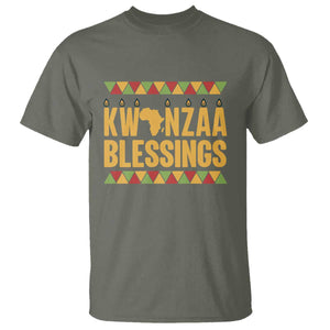Kwanzaa Blessings T Shirt Kinara Light African Heritage Gift TS12 Military Green Print Your Wear
