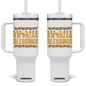 Kwanzaa Blessings Tumbler With Handle Kinara Light African Heritage Gift TS12 One Size: 40 oz White Print Your Wear