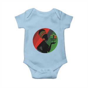 African Woman With Kinara Baby Onesie Happy Kwanzaa Cultural Pride Gift TS12 Light Blue Print Your Wear
