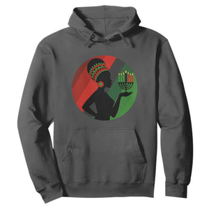 African Woman With Kinara Hoodie Happy Kwanzaa Cultural Pride Gift TS12 Dark Heather Print Your Wear