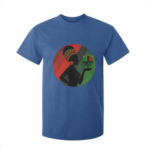 African Woman With Kinara T Shirt For Kid Happy Kwanzaa Cultural Pride Gift TS12 Royal Blue Print Your Wear
