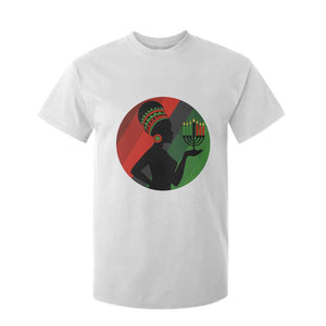 African Woman With Kinara T Shirt For Kid Happy Kwanzaa Cultural Pride Gift TS12 White Print Your Wear