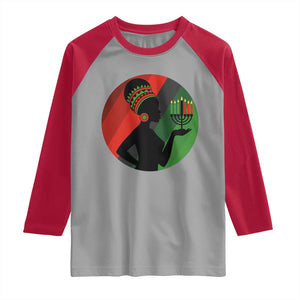 African Woman With Kinara Raglan Shirt Happy Kwanzaa Cultural Pride Gift TS12 Sport Gray Red Print Your Wear