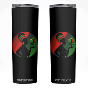 African Woman With Kinara Skinny Tumbler Happy Kwanzaa Cultural Pride Gift TS12 Black Print Your Wear