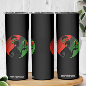 African Woman With Kinara Skinny Tumbler Happy Kwanzaa Cultural Pride Gift TS12 Print Your Wear
