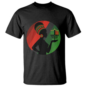 African Woman With Kinara T Shirt Happy Kwanzaa Cultural Pride Gift TS12 Black Print Your Wear