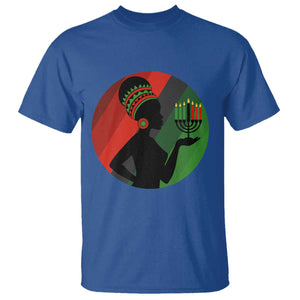 African Woman With Kinara T Shirt Happy Kwanzaa Cultural Pride Gift TS12 Royal Blue Print Your Wear