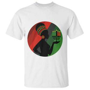 African Woman With Kinara T Shirt Happy Kwanzaa Cultural Pride Gift TS12 White Print Your Wear