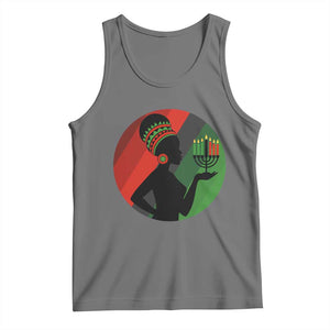African Woman With Kinara Tank Top Happy Kwanzaa Cultural Pride Gift TS12 Black Heather Print Your Wear