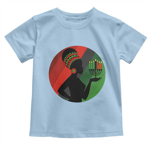 African Woman With Kinara Toddler T Shirt Happy Kwanzaa Cultural Pride Gift TS12 Light Blue Print Your Wear