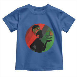African Woman With Kinara Toddler T Shirt Happy Kwanzaa Cultural Pride Gift TS12 Royal Blue Print Your Wear
