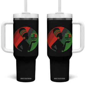 African Woman With Kinara Tumbler With Handle Happy Kwanzaa Cultural Pride Gift TS12 One Size: 40 oz Black Print Your Wear