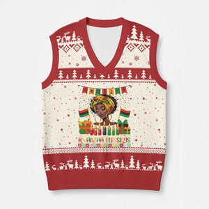Kwanzaa Blessings African Woman V-Neck Knit Sweater Vest Umoja Seven Principles Family Gift TS12 Beige Red Print Your Wear
