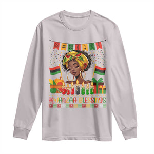 Kwanzaa Blessings African Woman Long Sleeve Shirt Umoja Seven Principles Family Gift TS12 Ice Gray Print Your Wear