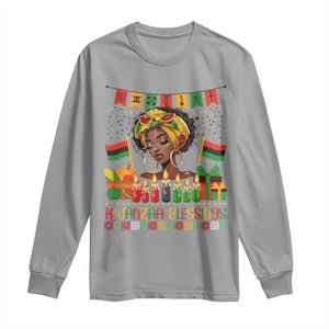 Kwanzaa Blessings African Woman Long Sleeve Shirt Umoja Seven Principles Family Gift TS12 Sport Gray Print Your Wear