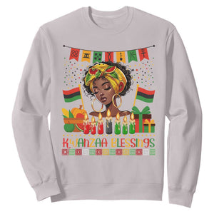 Kwanzaa Blessings African Woman Sweatshirt Umoja Seven Principles Family Gift TS12 Ice Gray Print Your Wear