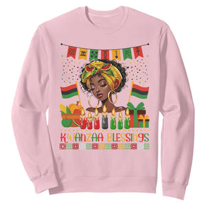 Kwanzaa Blessings African Woman Sweatshirt Umoja Seven Principles Family Gift TS12 Light Pink Print Your Wear