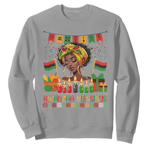 Kwanzaa Blessings African Woman Sweatshirt Umoja Seven Principles Family Gift TS12 Sport Gray Print Your Wear