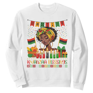 Kwanzaa Blessings African Woman Sweatshirt Umoja Seven Principles Family Gift TS12 White Print Your Wear