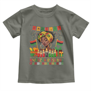 Kwanzaa Blessings African Woman Toddler T Shirt Umoja Seven Principles Family Gift TS12 Military Green Print Your Wear