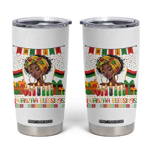 Kwanzaa Blessings African Woman Tumbler Cup Umoja Seven Principles Family Gift TS12 White Print Your Wear